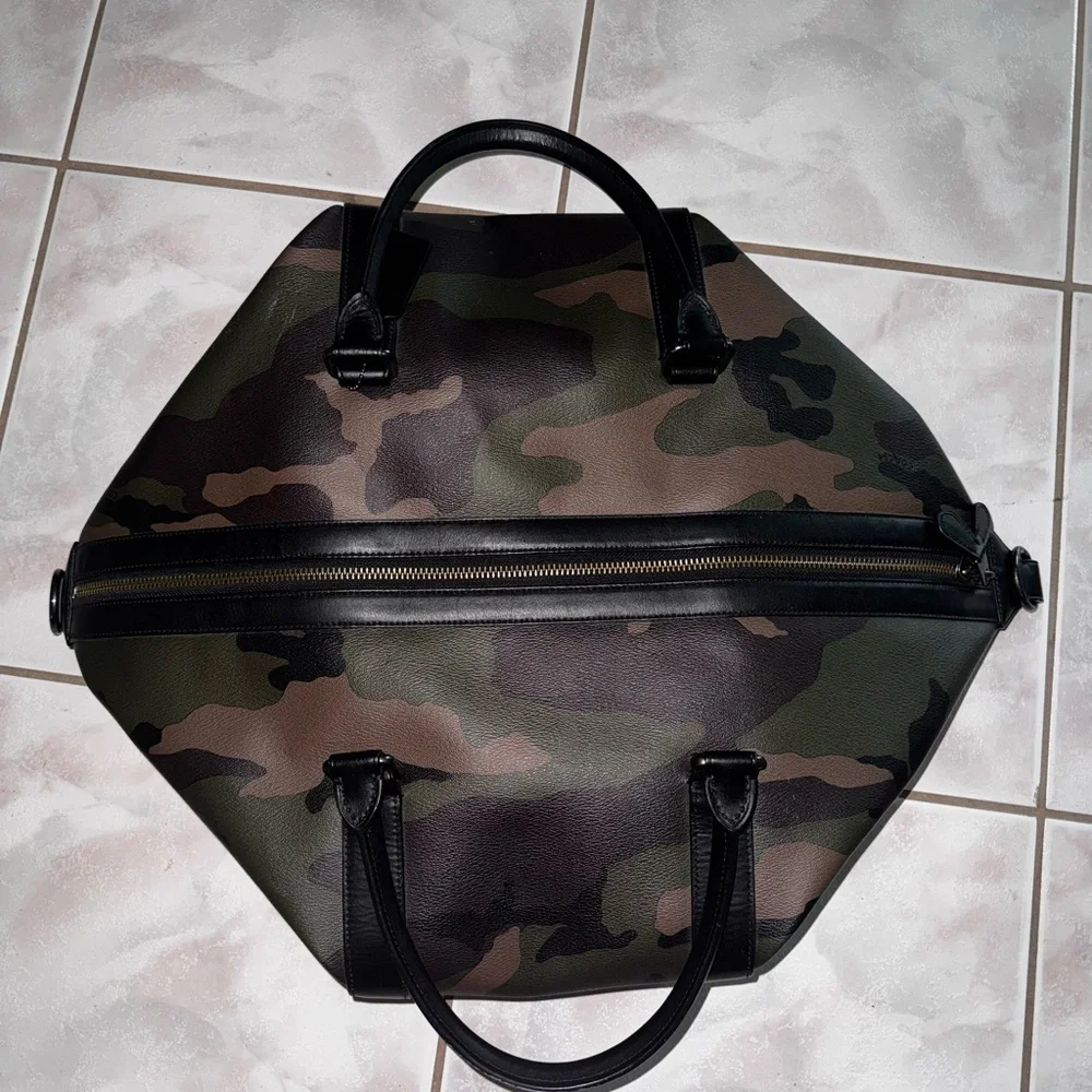 Coach Camouflage Leather-Trim Duffel in Green and Brown